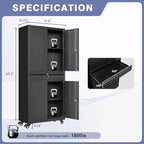 Metal Garage Storage Cabinet with 4 Wheels,Lockable Storage Cabinet with Adjustable Shelves and 1 Drawer,Rolling Tool Cabinet for Workshop Garage and School(Black)