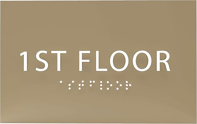 6" X4" 1st Floor Sign - ADA Compliant Tactile Graphics Grade 2 Braille Text Wall Sign| Directional Assistance, Floor Number Sign for Office, Schools, Hospitals, Apartments