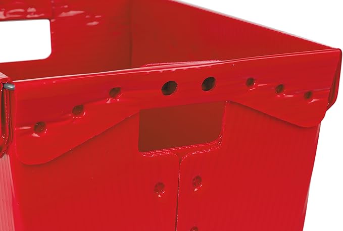 Hudson Exchange 18.25 x 13.25 x 11.75 (3 Pack) Corrugated Space Age Handled Storage Container Mail Tote, Red