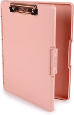 Dexas Slimcase 2 Plastic Clipboard with Storage and Side Opening, Blush Pink with Rose Gold Clip, Office Supplies Clipboards to Organize, Carry and Store, A4 Holder, Nursing Clipboards