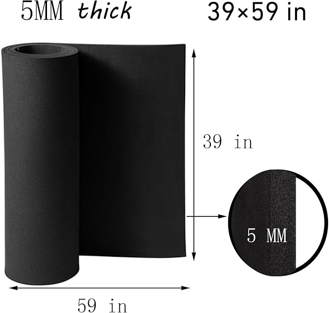 AMZQNART EVA Foam, Cosplay Foam Roll, Size 5mm Thick 39 x 59in (16sqft) Suitable for Large Foam Cosplay Modeling, DIY Projects, Crafts, Ultra High Density 90 kg/m3. Black