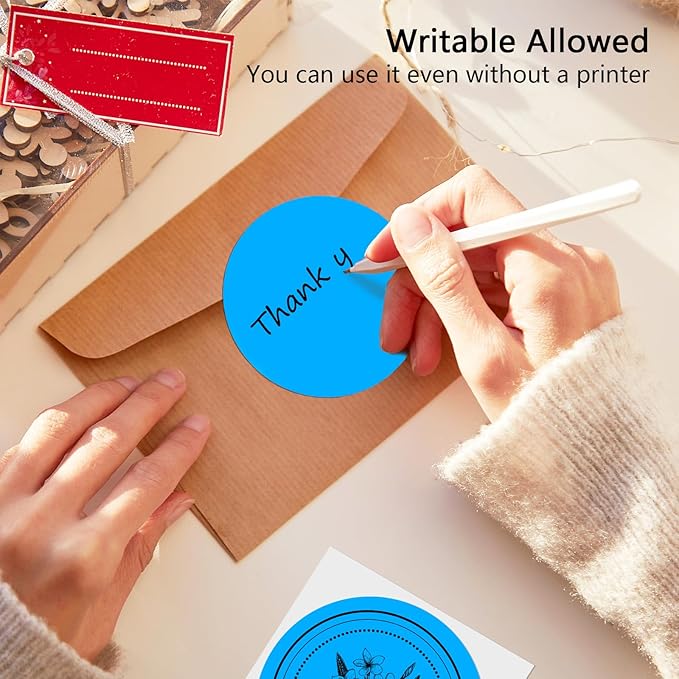 3 X 3 Inch Round Thermal Labels Circle Color Coding Labels Printable Waterproof 500PCS Round Stickers Adhesive Writable for Office, Garage, DIY Sticker, Barcodes, Name Tag, Fluorescent Blue