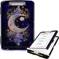 Clipboard with Storage High Capacity Plastic Nursing Clipboards with Pen Holder File Folder Storage Box Clipboard with Heavy Duty Clips for Teacher,Doctor,Offices-Moon Star Galaxy Floral