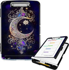 Clipboard with Storage High Capacity Plastic Nursing Clipboards with Pen Holder File Folder Storage Box Clipboard with Heavy Duty Clips for Teacher,Doctor,Offices-Moon Star Galaxy Floral
