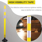 OrangeStar 8 Pack Delineator Post 48" Yellow Traffic Delineator Cones with Fixable Base for Road Safety, Parking Lots