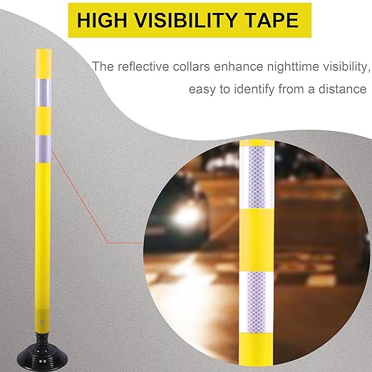 OrangeStar 8 Pack Delineator Post 48" Yellow Traffic Delineator Cones with Fixable Base for Road Safety, Parking Lots