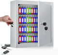 100 Keys White Key Cabinet, Anti-Theft Key Lock Box with Key Tags, Adjustable Key Organizer Wall Safe for Car Office House Garage Rental Business