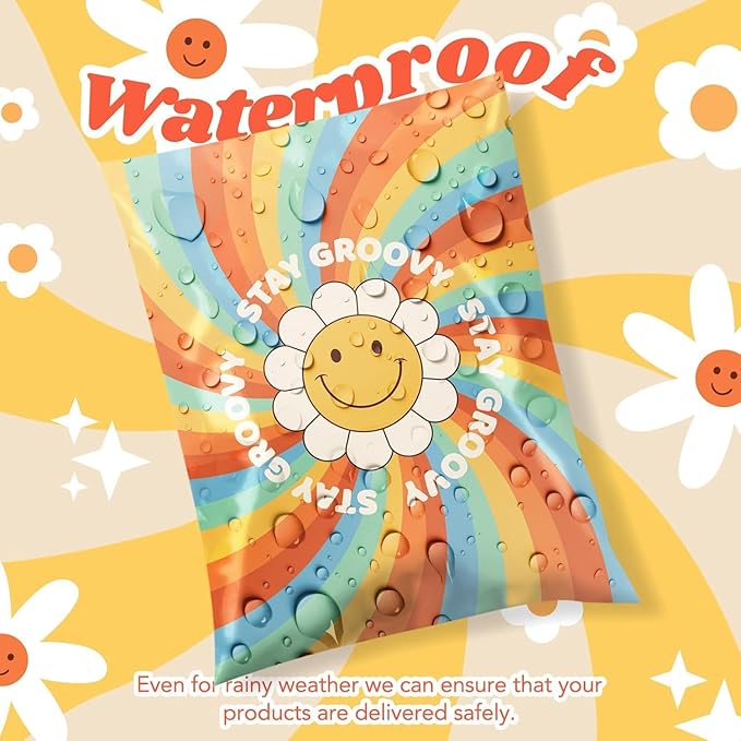 Metronic Cute Poly Mailers 6x9" 1200pc Shipping Bags for Clothes,Self Adhesive Shipping Envelopes for Small Business,Waterproof Mailers Poly Bags for Shipping,Packaging Mailing Bags Rainbow Smile Face