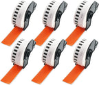 BETCKEY - Continuous Length Labels Replacement for Brother DK-2210 (1.1 in x 100 ft), Compatible with Brother QL Label Printers [6 Rolls/Continuous Labels, Red]