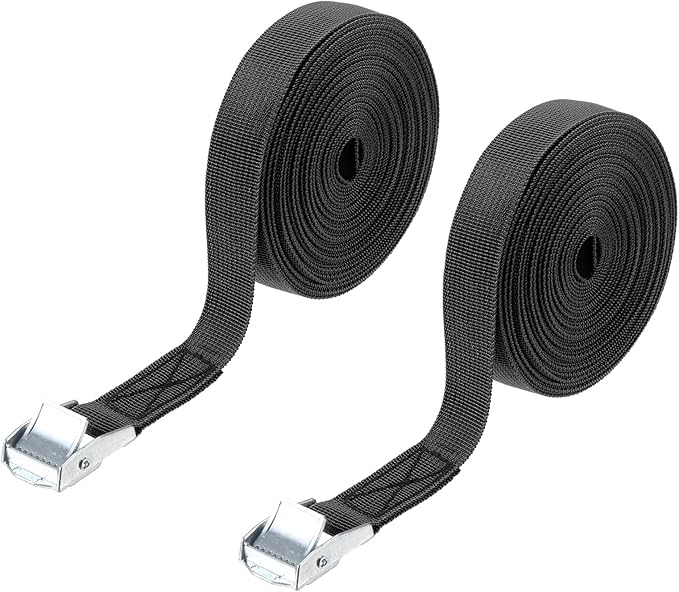 PATIKIL Lashing Straps 1" x 26 Ft, 2 Pcs Tie Down Strap Cam Buckle Adjustable Ratchet Straps 551 lbs for Cargo Trucks Motorcycle Luggage, Black