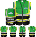 Custom Safety Vest with Logo Pockets High Visibility Reflective Vests Construction Security Workwear