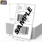 White Thermal Labels 3 × 5 Inch Vinyl Self-Adhesive Fanfold Direct Shipping Stickers Waterproof Perforated Printer Decal for Office Warehouse Barcode 300 PCS