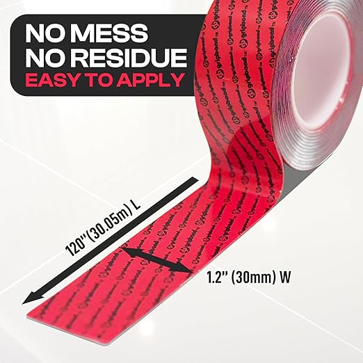 GripBond Clear Double Sided Tape, 1 Roll (10 Ft), 1.2”x120” – Clear Mounting Tape for Hanging Picture, Poster, Carpet, Photo Decorations - Nano Adhesive for Home, Office, Indoor & Outdoor Use