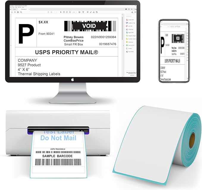 9527 Product 4" x 6" Direct Thermal Shipping Labels for Zebra 2844 ZP-450 ZP-500 ZP-505 Thermal Printers,Blank Direct Thermal Labels 4 Rolls 1800 Labels, 450 Labels/Roll 1" Core