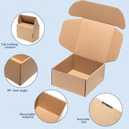 8x8x4" Shipping Boxes 25 Pack Mail Box Brown Corrugated Cardboard Mailing Boxes for Small Business, Kraft Medium Literature Mailer Packaging Supplies