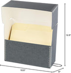 Lineco Archival Document Storage Box with Metal Edge, Acid-Free Gray Boxboard, Organize Files, Prints, Photos, Letter-Sized Case 12.5" x 10.5" x 5" Wide with 12 Folders