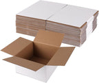 Hoikwo 7x7x4 (external dimensions) Small Shipping Boxes Set of 25, White Corrugated Cardboard Box for Small Business for Packaging Mailing