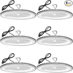 6 Pack 400W UFO Led High Bay Light,120VAC,5000K Daylight Commercial Bay Lighting,IP66 Waterproof,61050LM,1750W MH/HPS with Plug Area Lighting for Warehouse/Shop/Workshop/Barn/Gym/Factory