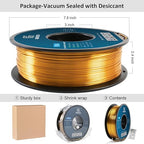 Geeetech Silk PLA Filament 1.75mm for 3D Printer, Metal-Like Shiny Consumables 1kg (2.2lbs) 1 Spool, Dimensional Accuracy +/- 0.02 mm, Metallic Gold Silk Filament