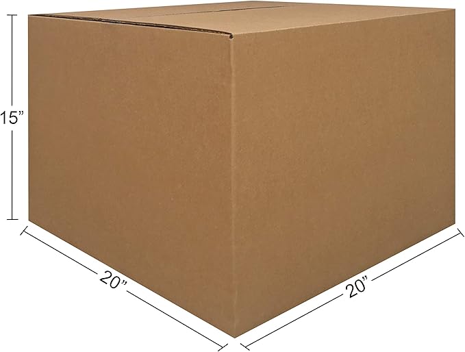 Amazon Basics Cardboard Moving Boxes - 6-Pack, Large, 20" x 20" x 15", Brown