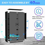 Metal Garage Storage Cabinet with Lock, 71" Tall Steel Storage Locker with 4 Adjustable Shelves, Heavy Duty Metal Cabinet for Garage, Office, Home, 31.5”W × 16.5”D, Black