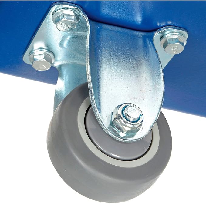 Global Industrial 6 Bushel Plastic Bulk Box Truck, Direct Mount Base, 500 lbs. Capacity, 3" Non-Maring Rubber Casters, Blue, 33-2/5"L x 23" W x 24-1/2"H