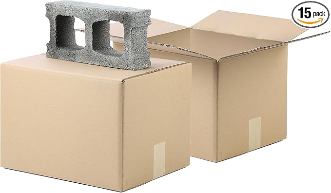 The Boxery Heavy-Duty Double Wall (ECT48) - 12"x12"x12" (15-Pack) | Corrugated Boxes for Shipping, Packaging, Moving, Storage Box for Home or Business, Strong Wholesale Bulk Boxes