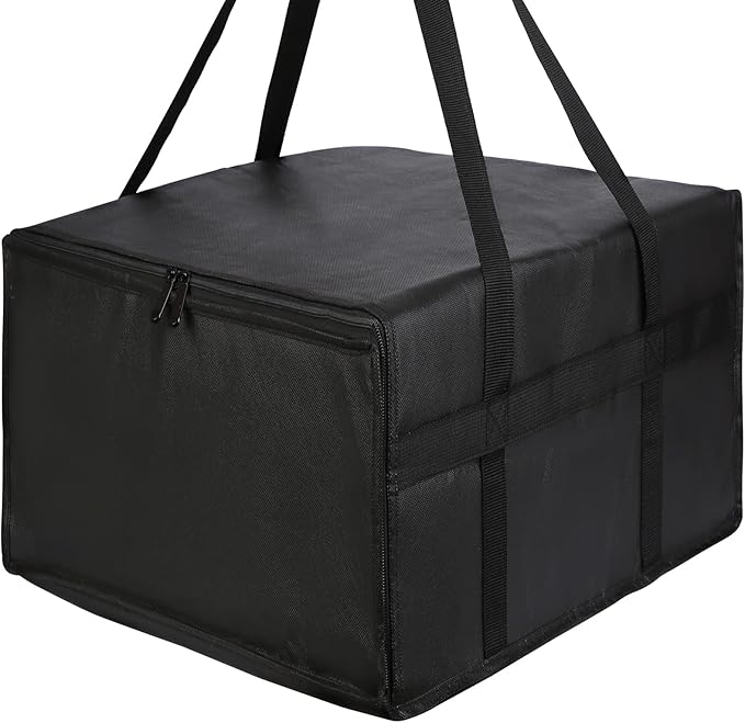 musbus Pizza Carrier Insulated Bags Large for Deliveries, Insulated Pizza Carrier Delivery Bag 20 x 20 inch inches Food Bag for Personal and Professional Use (Black), Black, 20W x 20D x 14H, Modern