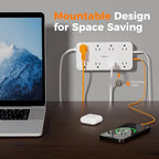 Power Strip with Surge Protection, TESSAN Flat Plug Extension Cord with 8 Outlets 3 USB Ports(1 USB C), 1080 Joules, 6 Ft, Wall-Mounted Charging Station for Apartment Office Dorm Room Essentials