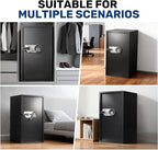 BlackSmith Large Home Safe 3.9 Cub Fingerprint Security Safe with LCD Display Dual Alarm Adjustable Shelves Wall Mount Lock Box Secure Money Jewelry with Individual Lockbox LED Light, Black