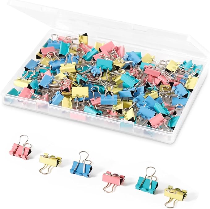 Ufmarine 120 Pcs Mini Binder Clips 15mm, Smal Binder Clips Colored for Office