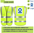 BeautyWill Custom Safety Vest Customized Logo Class 2 High Visibility Reflective Vest with Pockets Construction workwear