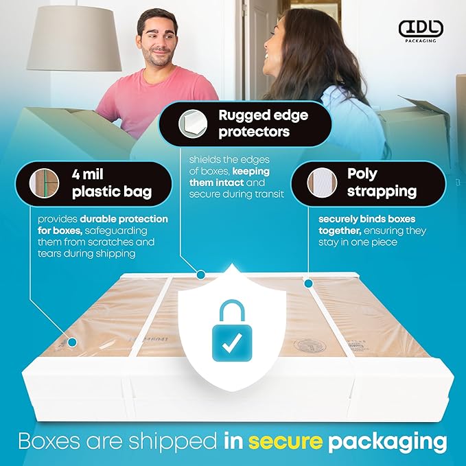 Medium Shipping & Moving Boxes 18"L x 8"W x 6"H (25-Pack) - Extra Strength 200 lb vs Regular - Corrugated Packing Boxes for USPS/UPS/FEDEX - Medium Box - Moving Box Heavy Duty by IDL Packaging