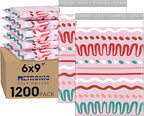 Metronic Poly Mailers 6x9 Inch 1200pc Shipping Bags for Clothes,Self Adhesive Shipping Envelopes for Small Business,Waterproof Mailers Poly Bags for Shipping,Packaging Mailing Bags Pink Squiggles