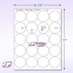 NextDayLabels - Laser/Ink Jet White Labels (2" Round for None Bleed Printing - 20 Per Page | 10,000 Labels)