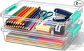 6 Qt Clear Plastic Storage Bins Containers with Lids, Arts Crafts Organizers and Storage, Stackable Containers for A4 Paper File Scrapbook Documents for Home Office and School Supplies 2 Pack