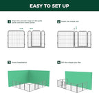 FXW Garden Fence Outdoor for The Yard – 24in(H) x 30.4ft(L) Heavy Duty Metal Animal Barrier for Dog and Rabbit, Decorative Dog Fence, 16 Panels, Silver