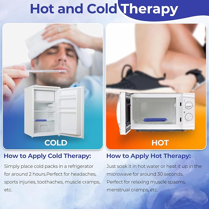 Ice Packs for Injuries 14" X 11": Ohuhu Hot Cold Gel Ice Pack X-Large Reusable Ice Packs with Wrap Flexible Pain Relief for Shoulder Legs Knee Back Hip Aches Injury Muscle Pain-Blue
