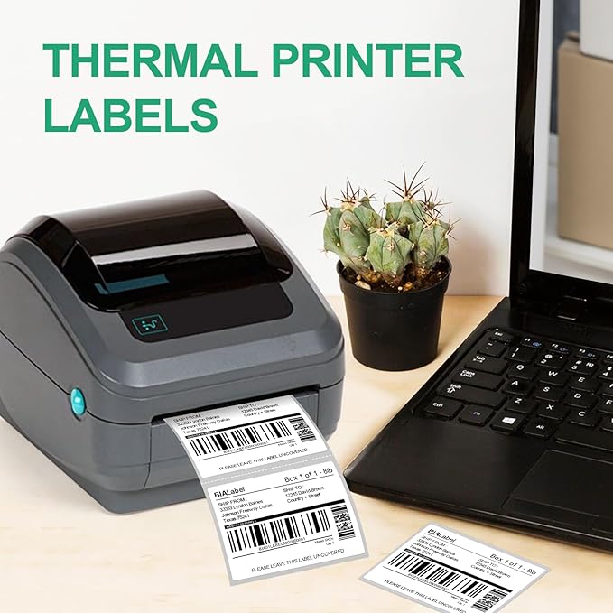 12 Rolls 4" X 3" Thermal Labels, 500/Roll - Direct Thermal Labels Compatible with Zebra & Rollo Printers, BIAlabel