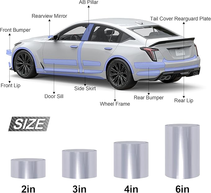 Lypumso Clear Vinyl Wrap Tape, Universal Car Door Edge Guard Door Sill Protector, Transparent Paint Protection Film for Most Cars Rearview Mirror Handle Bumper Window Stair (6inch x 30ft)