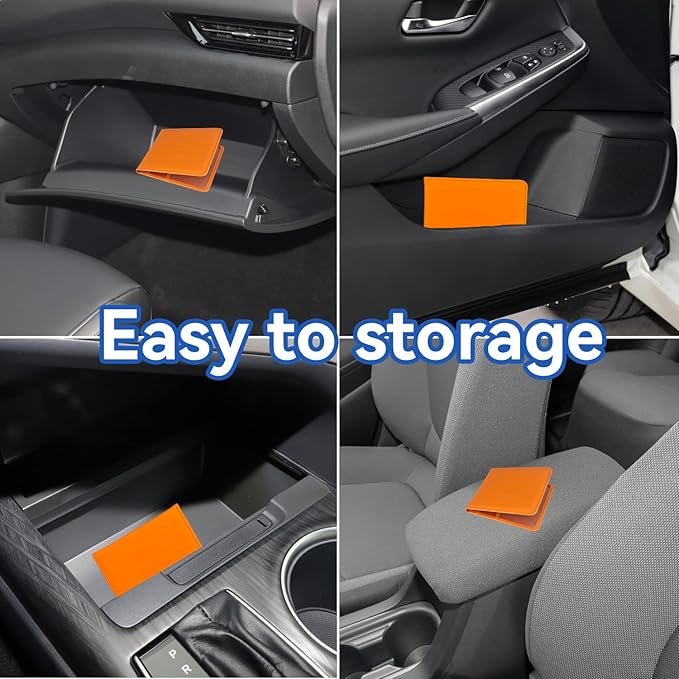 Car Registration and Insurance Holder, Premium Pu Leather Vehicle Glove Box Organizer - for Driver License, Cards & Essential Documents (S-Orange)