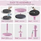 kaiyomi 8Pcs Stanchions with Pink Velvet Ropes Set, 5 Feet Velvet Ropes and Posts Poles for Red Carpet Party Decoration and 360° Photo Booth (Pink)
