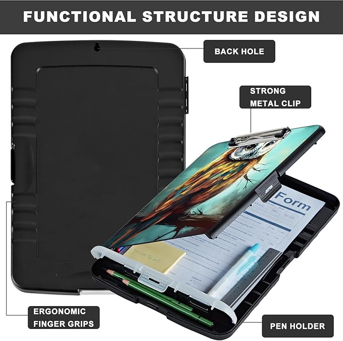 Heavy Duty Plastic Clipboard with Low Profile Clip - Storage Clipboard with Pen Holder - Teacher Must Haves, Office Supplies