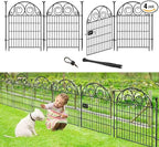 Tall Garden Fence with Gate, 40 Inch(H) 4 Panels Total Length 8.8 Ft Dog Fences Outdoor for Yard, Black Metal No Dig Fencing for Dogs, Reusable Decorative Fence for Garden│Patented