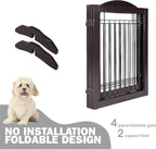 SPIRICH 96-inch Extra Wide 30-inches Tall Dog Gate with Door Walk Through, Freestanding Wire Pet Gate for The House, Doorway, Stairs, Pet Puppy Safety Fence, Support Feet Included(Espresso)