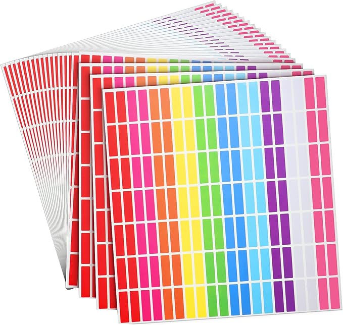Tallew 2800Pieces 10 Color Coding Labels Rectangle Colored Stickers Assorted Removable Stickers for Classrooms Offices Labeling Marking(0.5" X 1.77")