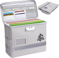 BALEINE Fireproof Document Box with Lock, Portable Fireproof Document Bag Waterproof Fire Proof File Boxes for Documents, File Organizer Box for Important Paperwork (Silver, 12.5''x10.5''x6'')