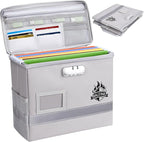 BALEINE Fireproof Document Box with Lock, Portable Fireproof Document Bag Waterproof Fire Proof File Boxes for Documents, File Organizer Box for Important Paperwork (Silver, 12.5''x10.5''x6'')