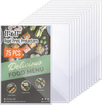 Henoyso 75 Pcs 11" x 17" Rigid Print Protectors, Heavy Duty Hard Plastic Sheet Page Protectors Crystal Menu Holder Clear Poster Sleeve Top Loading Frame for Magazine Photo Paper Poster Prints