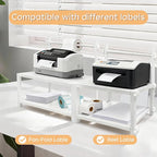 Label Holder Wooden for Rolls & Fan-Fold, Rear Thermal Printer Stand, Shipping Label Organizer for Desktop, Home Office Small Business Use